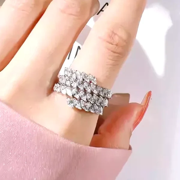 Fashion Four Row Diamond Ring