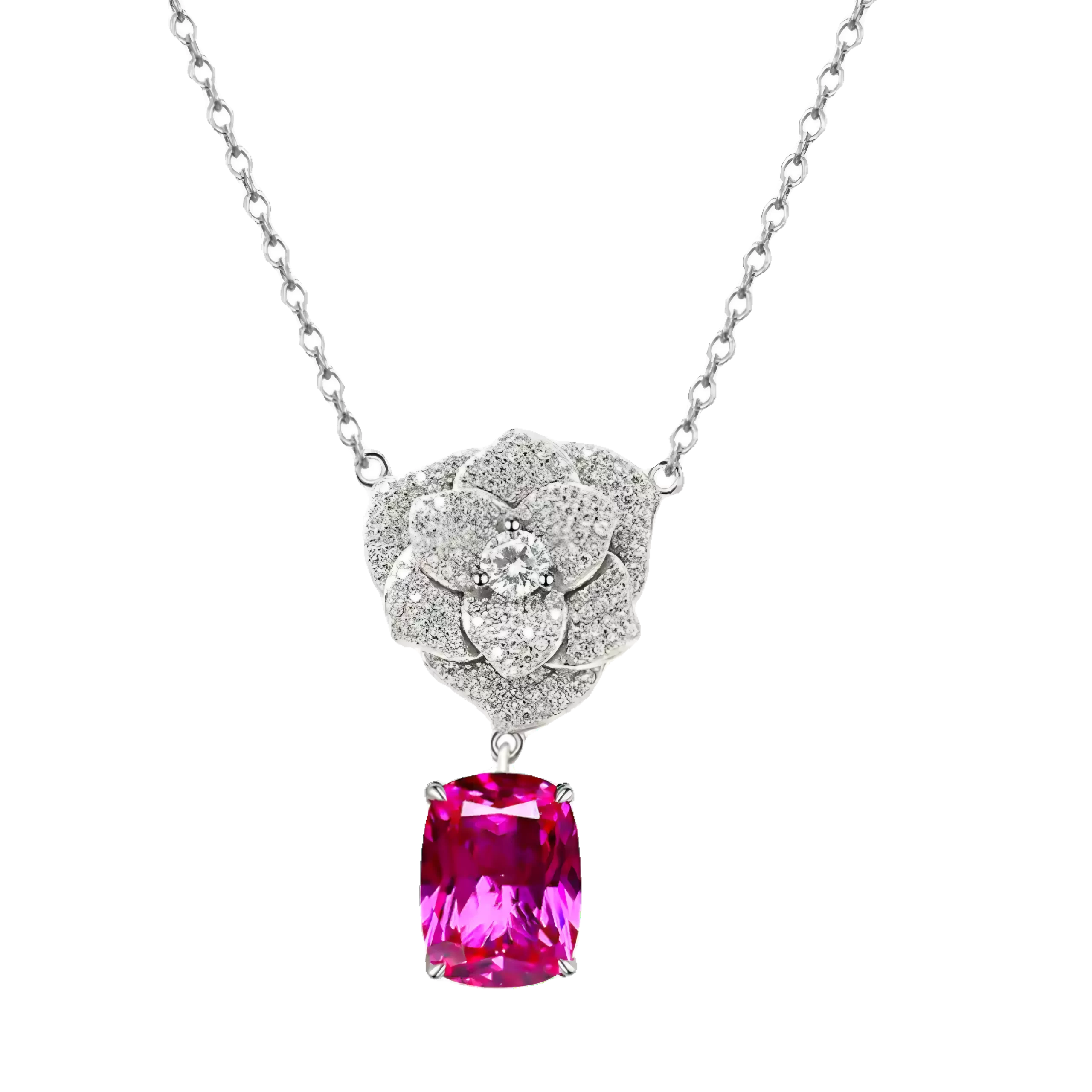 5ct Crushed Ice Pink Tourmaline Necklace