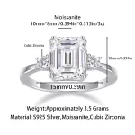 Moissanite 3.0carat Emerald Cut Diamond Ring