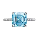 4ct Princess Cut Aquamarine Ring