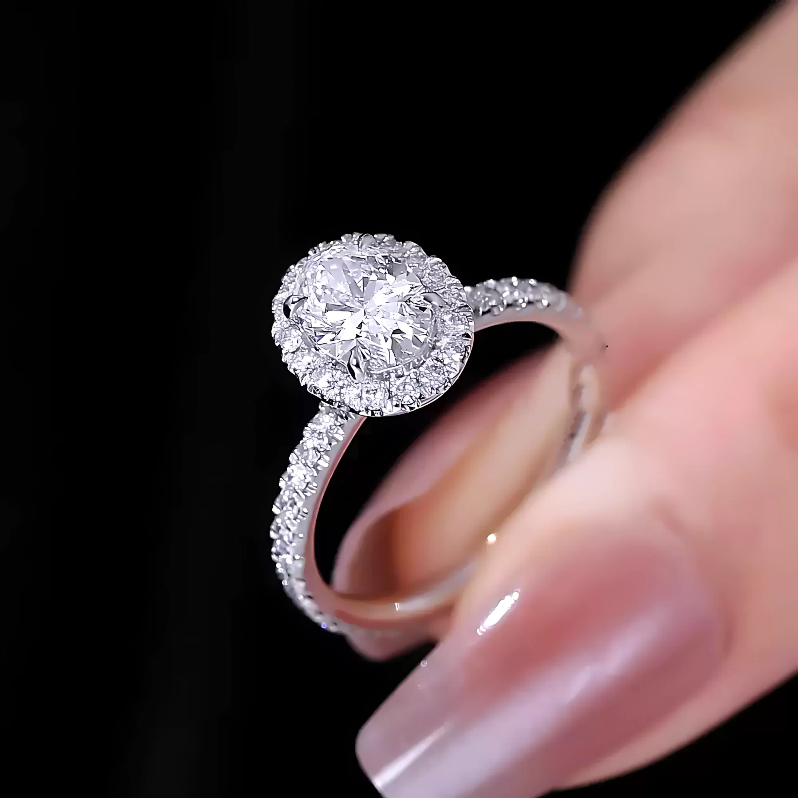 Halo Setting Oval Diamond Ring