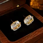 18K Gold Plated 4ct Diamond Earrings