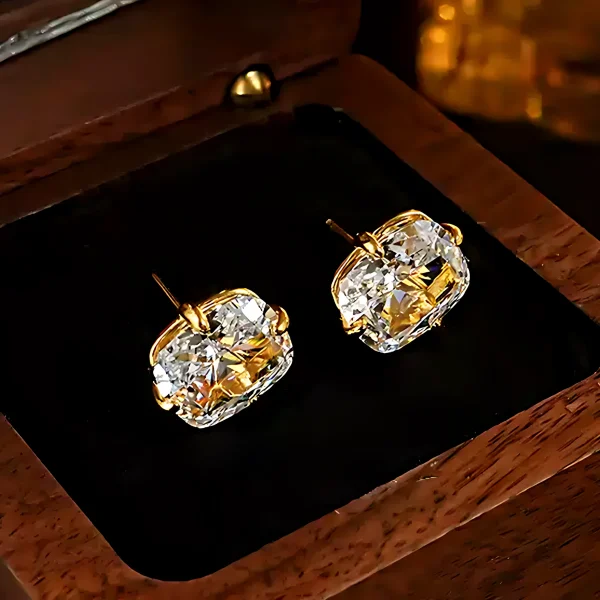 18K Gold Plated 4ct Diamond Earrings