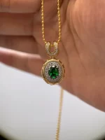 2ct Oval Gold Emerald Necklace