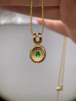 2ct Oval Gold Emerald Necklace