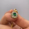 2ct Oval Gold Emerald Necklace