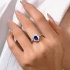 1ct Three Stone Halo Setting Oval Sapphire Ring 1ct Three Stone Halo Setting Oval Sapphire Ring