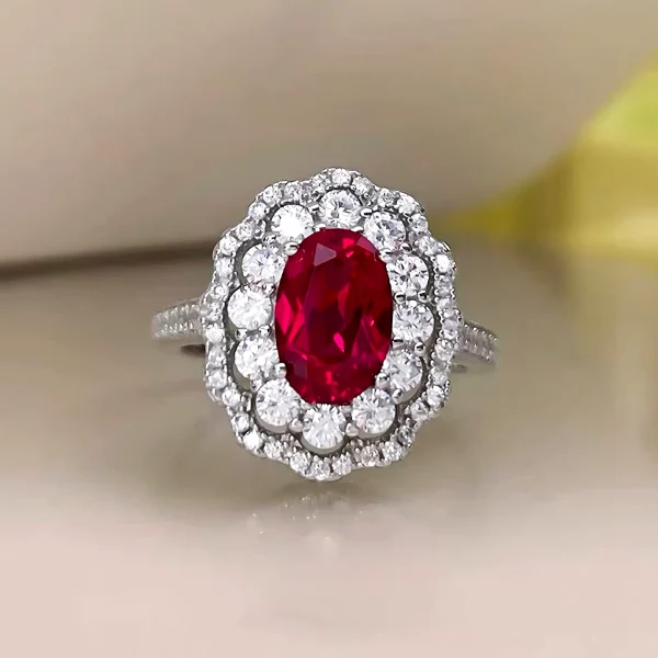 2.5ct Halo Setting Oval Ruby Ring 2.5ct Halo Setting Oval Ruby Ring