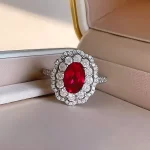 2.5ct Halo Setting Oval Ruby Ring