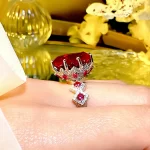 14ct Five Stones Oval Ruby Ring