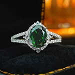 3ct Halo Setting Oval Emerald Ring