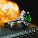 3ct Halo Setting Oval Emerald Ring