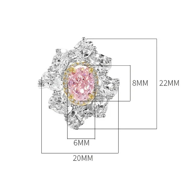 2ct Flower Pink Oval Diamond Ring 2ct Flower Pink Oval Diamond Ring