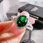 3ct Halo Setting Oval Emerald Ring