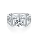 Moissanite Men's 1.0-2.0carat Round Diamond Ring