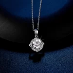 Moissanite 2.0carat Halo Round Diamond Necklace