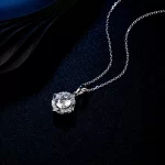 Moissanite 2.0carat Halo Round Diamond Necklace