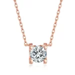 Moissanite 18K Rose Gold 2.0carat Four-Prong Round Diamond Necklace