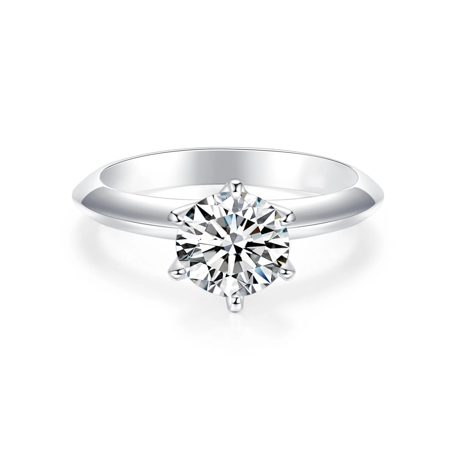 Moissanite 1.0carat 6-Prong Solitaire Round Diamond Ring