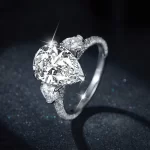 Moissanite Three-Stone 5.0carat Pear Diamond Ring