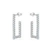 Moissanite Open Rectangular Hoop Diamond Earrings Moissanite Open Rectangular Hoop Diamond Earrings