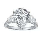 Moissanite Three-Stone 5.0carat Pear Diamond Ring