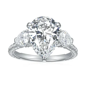 Moissanite Three-Stone 5.0carat Pear Diamond Ring Moissanite Three-Stone 5.0carat Pear Diamond Ring