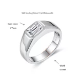 Moissanite Men's 1.0carat Emerald Cut Diamond Ring