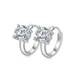 Moissanite 1.0carat Hoop Round Diamond Earrings