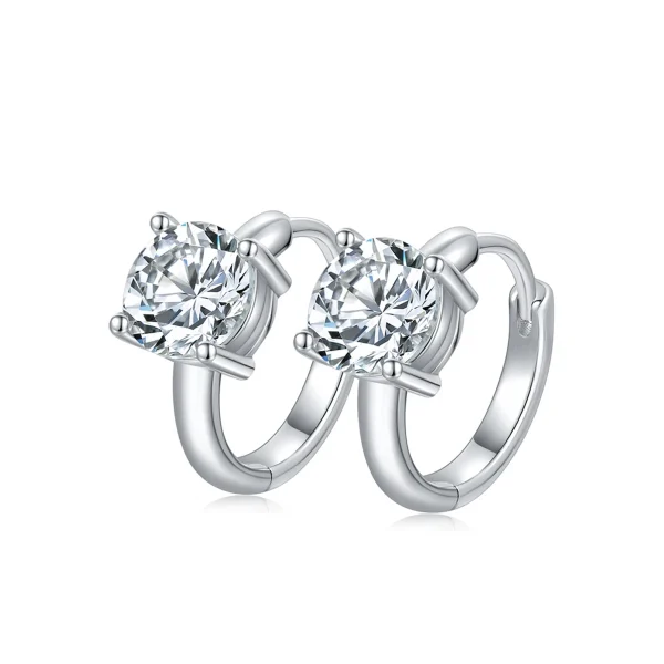 Moissanite 1.0carat Hoop Round Diamond Earrings Moissanite 1.0carat Hoop Round Diamond Earrings