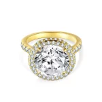 Moissanite 5.0carat Gold-plated Vintage Round Diamond Ring