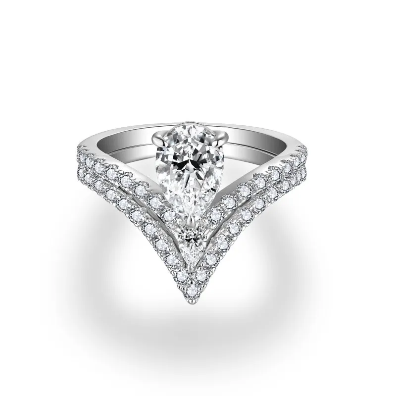 Moissanite Row 1.5carat Pear Diamond Ring