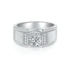 Moissanite Men's 1.0-2.0carat Brushed Round Diamond Ring