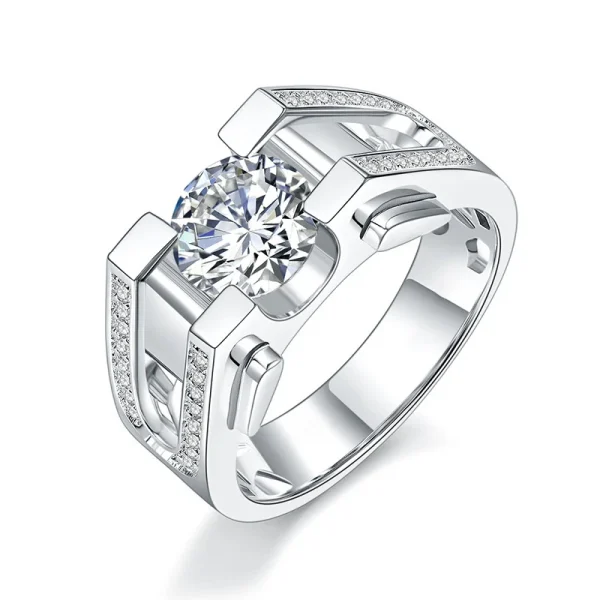 Moissanite Men's 1.0-2.0carat Round Diamond Ring
