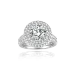 Moissanite 2.0carat Double Halo Round Diamond Ring Can Be Separated