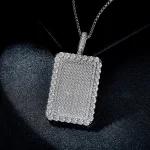 Moissanite Large Rectangular Full Diamond Necklace