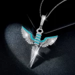 Moissanite Angel Wing Pendant Diamond Necklace