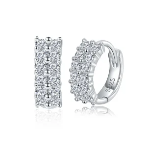 Moissanite 1.8mm 2-Row VVS D Hoop Diamond Earrings Moissanite 1.8mm 2-Row VVS D Hoop Diamond Earrings