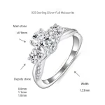 Moissanite Three-Stone 1.5carat Oval Diamond Ring