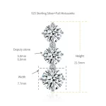 Moissanite Three Stone1.8carat Round Diamond Earrings