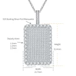 Moissanite Large Rectangular Full Diamond Necklace