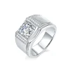 Moissanite Men's 1.0-2.0carat Brushed Round Diamond Ring