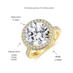 Moissanite 5.0carat Gold-plated Vintage Round Diamond Ring