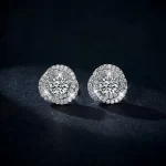 Moissanite 0.5carat Halo Round Diamond Earrings