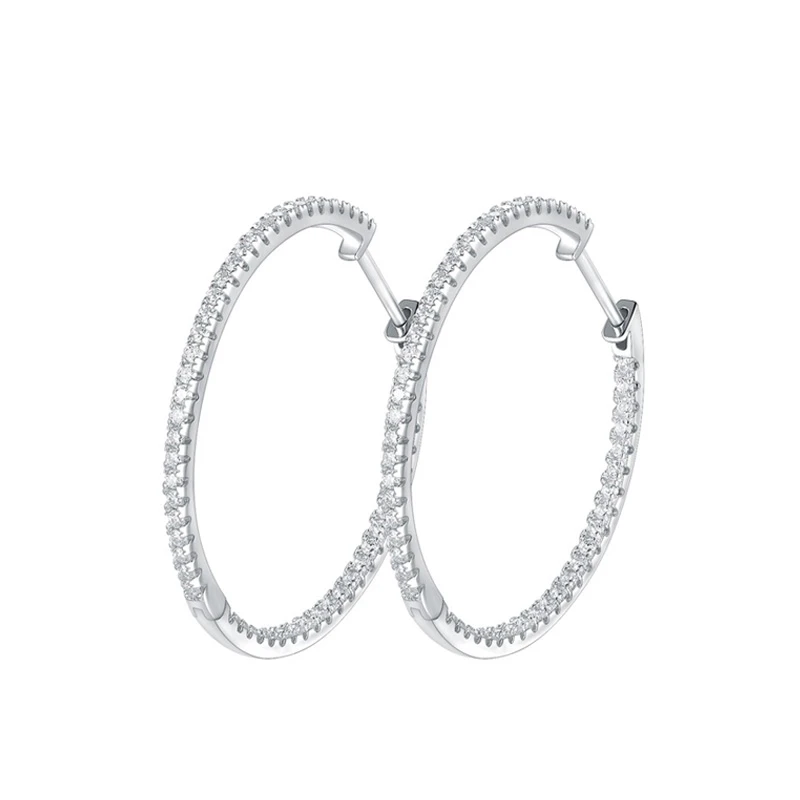 Moissanite 30mm Round Hoop Diamond Earrings