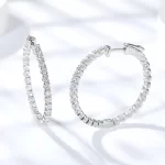 Moissanite 30mm Round Hoop VVS D 1.9mm Diamond Earrings