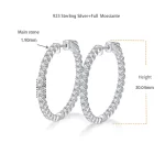 Moissanite 30mm Round Hoop VVS D 1.9mm Diamond Earrings