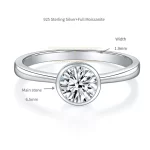 Moissanite 1.0carct Bezel-Set Round Diamond Ring