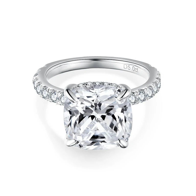 Moissanite 5.0carat Cushion Diamond Ring