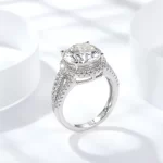 Moissanite Row 5.0carat Halo Round Diamond Ring